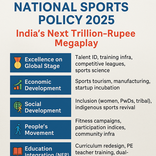 🏅 National Sports Policy 2025:  India’s Next Trillion-Rupee Megaplay
